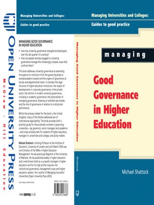 cover image of Managing Good Governance in Higher Education